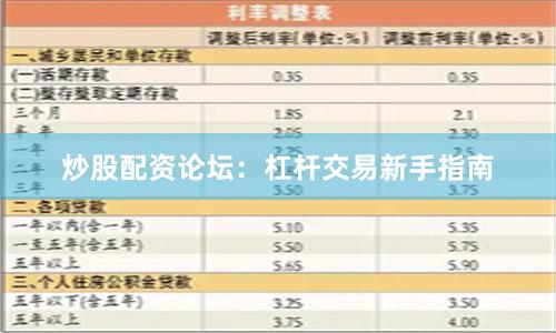 炒股配资论坛：杠杆交易新手指南